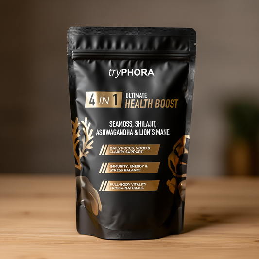 4-IN-1 - Seamoss, Shilajit, Lions Mane, Ashwagandha